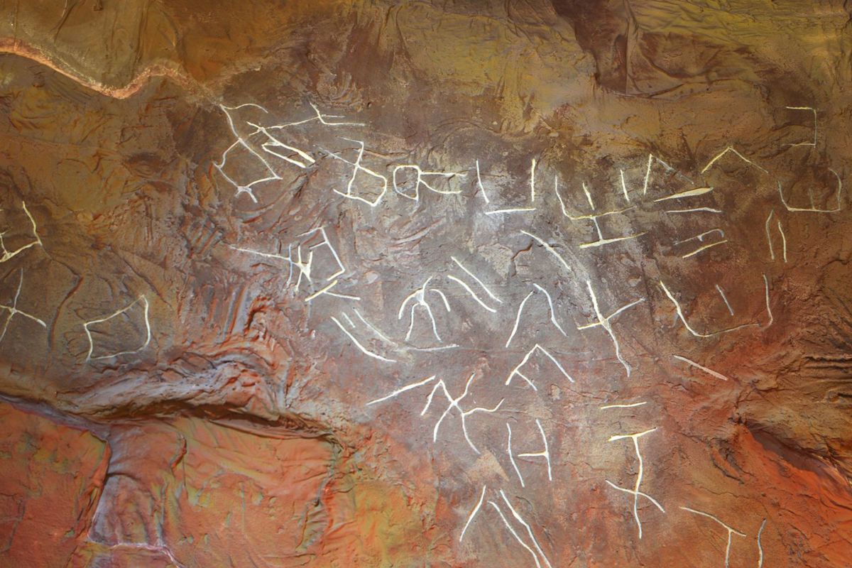 Rock engravings on a rock in Tenerife.