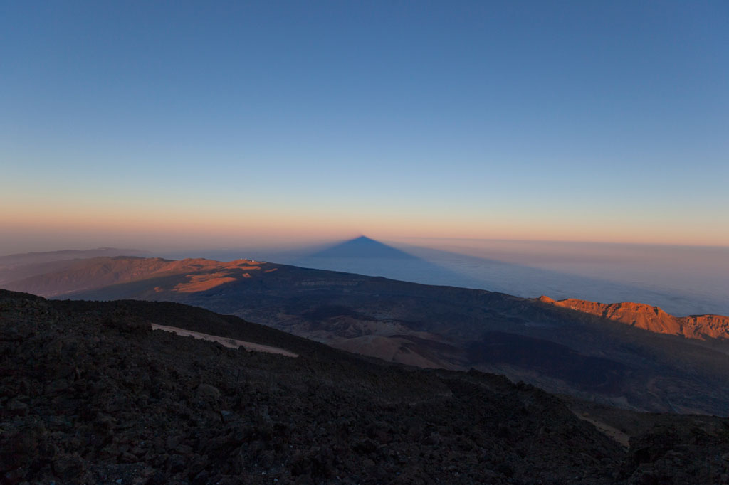 Shadow of the Pico del Teide at dawn in Tenerife.