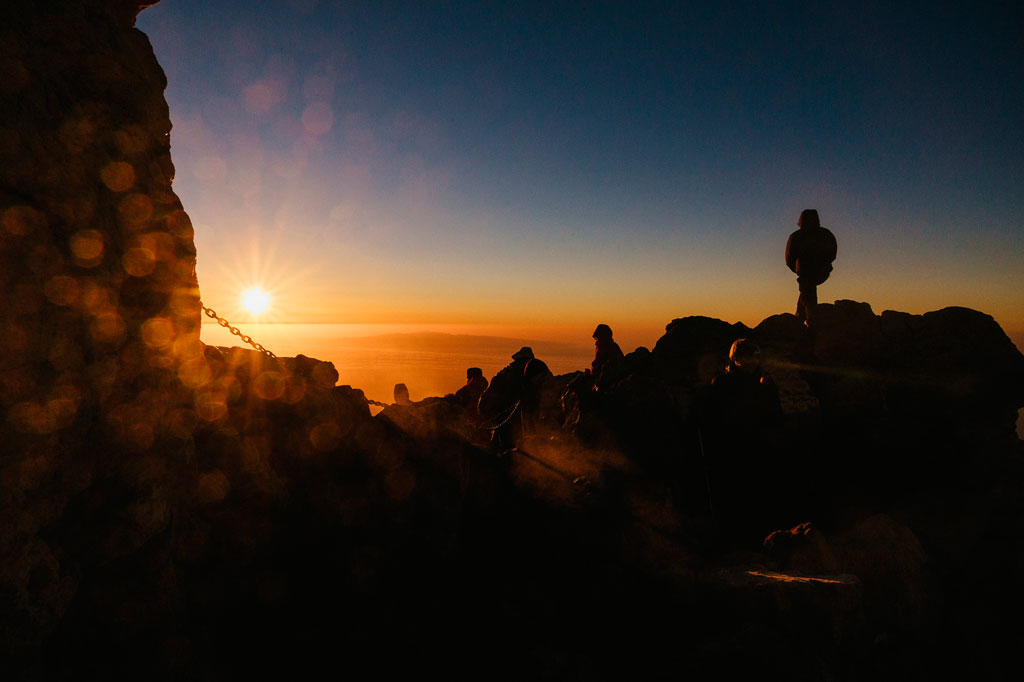 People watching the sunrise on Mount Teide, Tenerife.